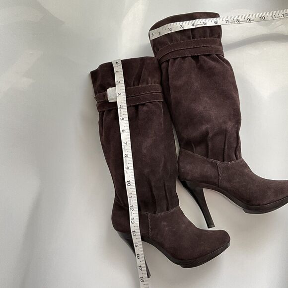 Michael Kors Boots Women 8M Brown Suede Kincade Knee High Slouchy Platform Heels - Picture 5 of 12